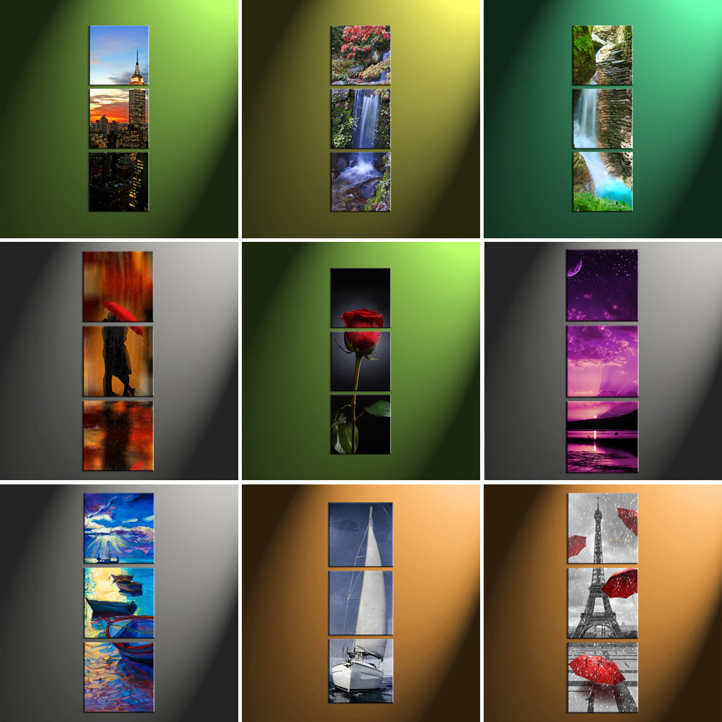 3 Panneaux Impression Photo Toile Carré