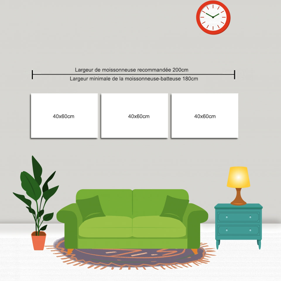 40x180cm 3 Panneaux Impression Photo Toile