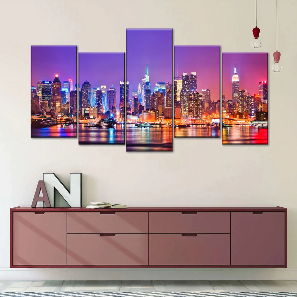 Grand Tableau Photo 5 Panneaux – Design Urbain (200x107cm)