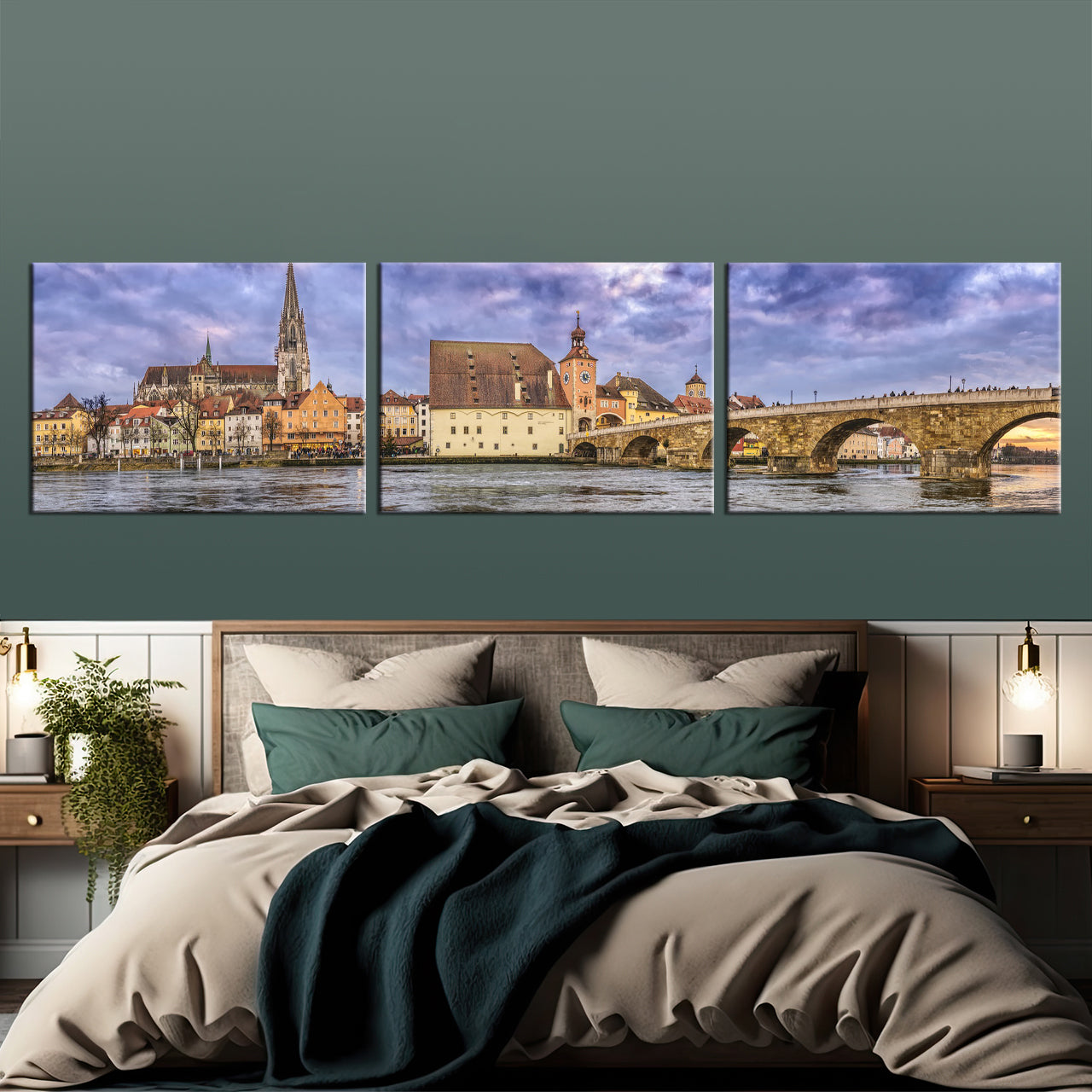 40x180cm 3 Parties Personnalisé Photo sur toile